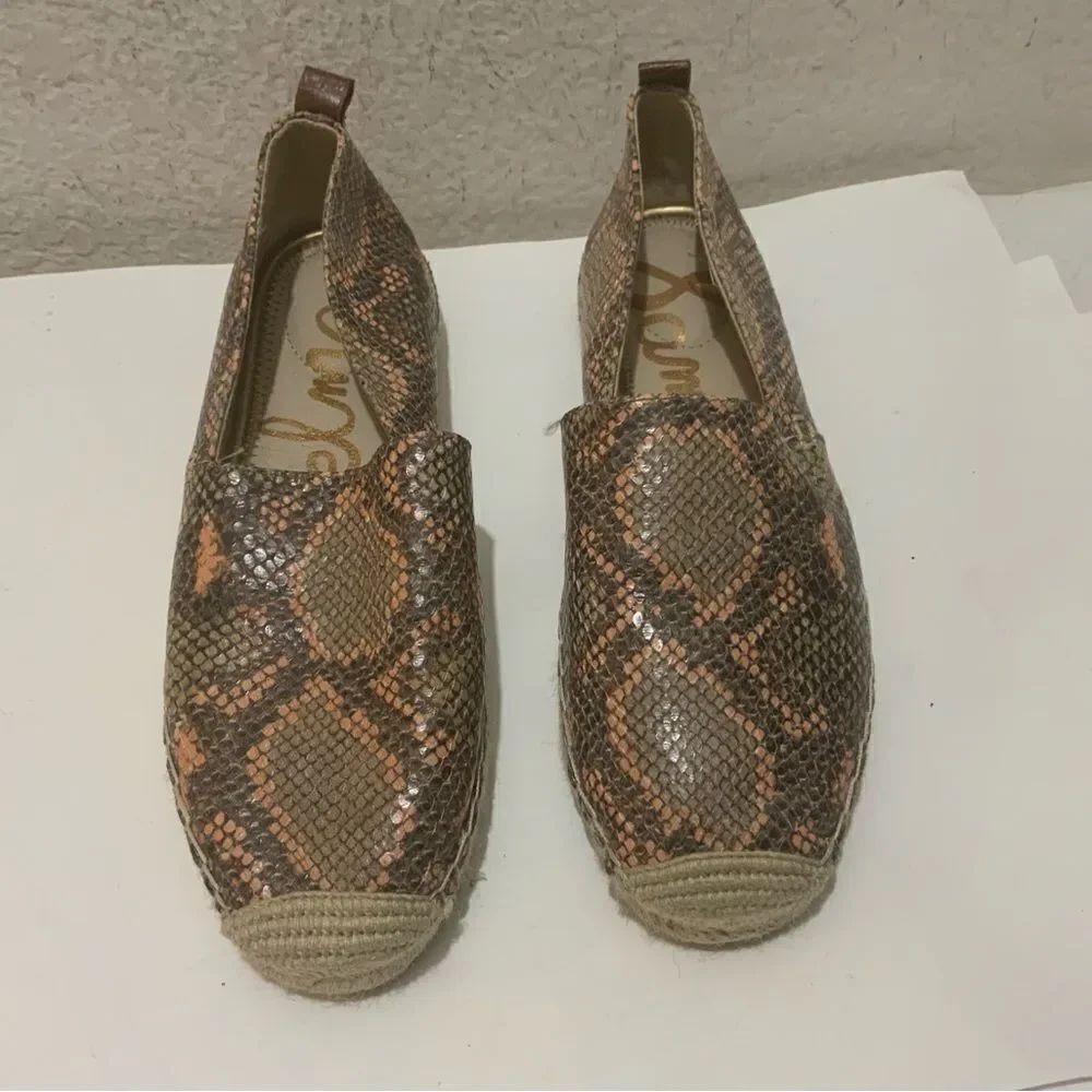 Sam Edelman Khloe, Peach Slip-on SHOES Espadrilles snake Women's Size 8M US